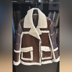 Noize Cream and Brown Shearling Jacket